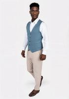 Koi Blue Linen Vest - SARTORO574