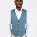 Koi Blue Linen Vest - SARTORO