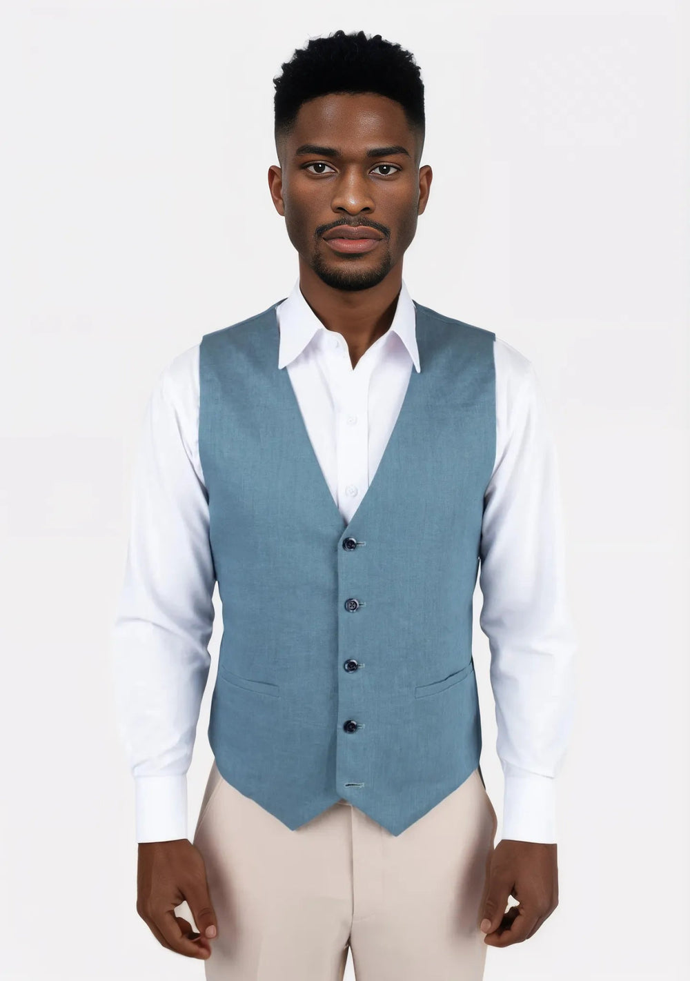 Koi Blue Linen Vest448