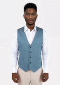 Koi Blue Linen Vest - SARTORO