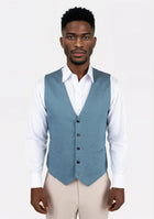 Koi Blue Linen Vest - SARTORO687