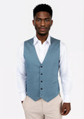 Koi Blue Linen Vest - SARTORO