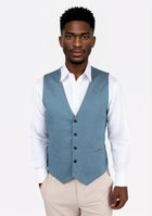 Koi Blue Linen Vest - SARTORO201