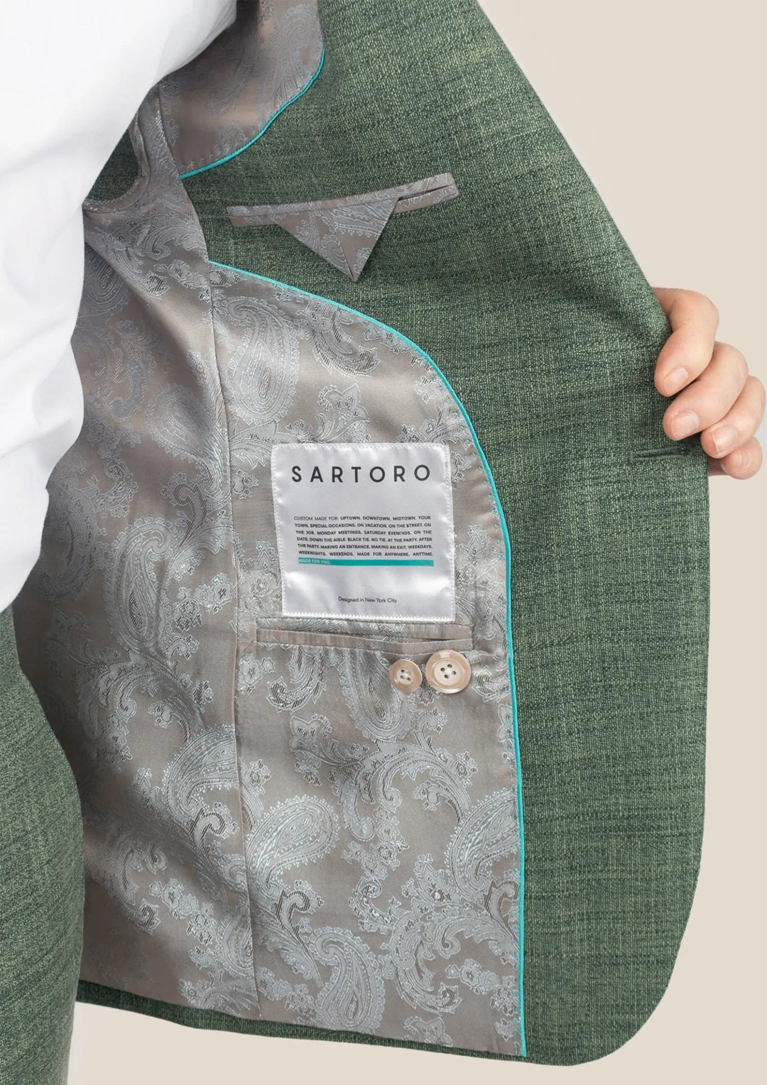 Lafayette Aspen Green Hopsack Suit - SARTORO