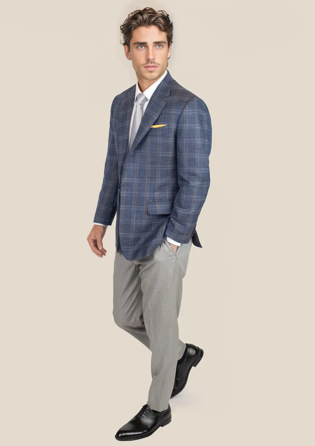 Lafayette Deep Cobalt Blue Plaid Jacket - SARTORO