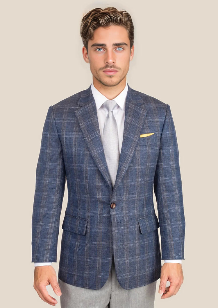 Lafayette Deep Cobalt Blue Plaid Jacket - SARTORO