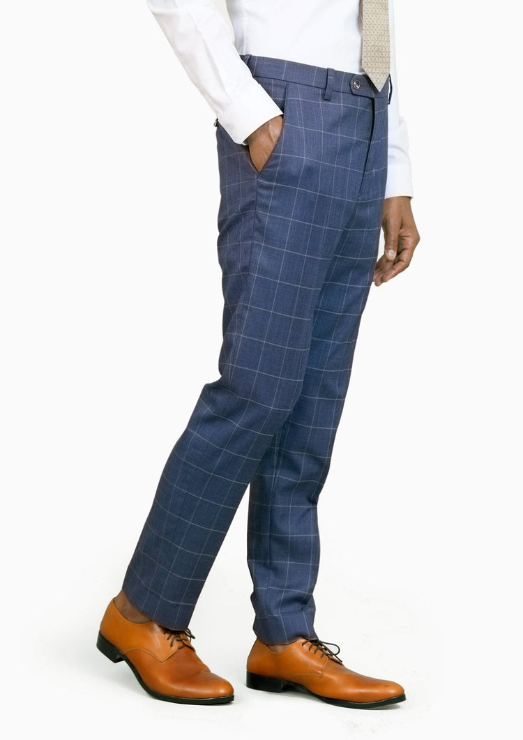 Lapis Blue Windowpane Pants - SARTORO364