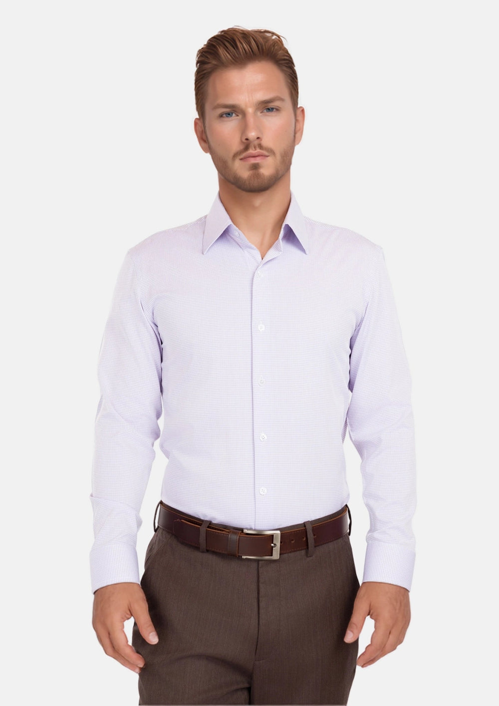 Lavender Micro Grid Shirt - SARTORO