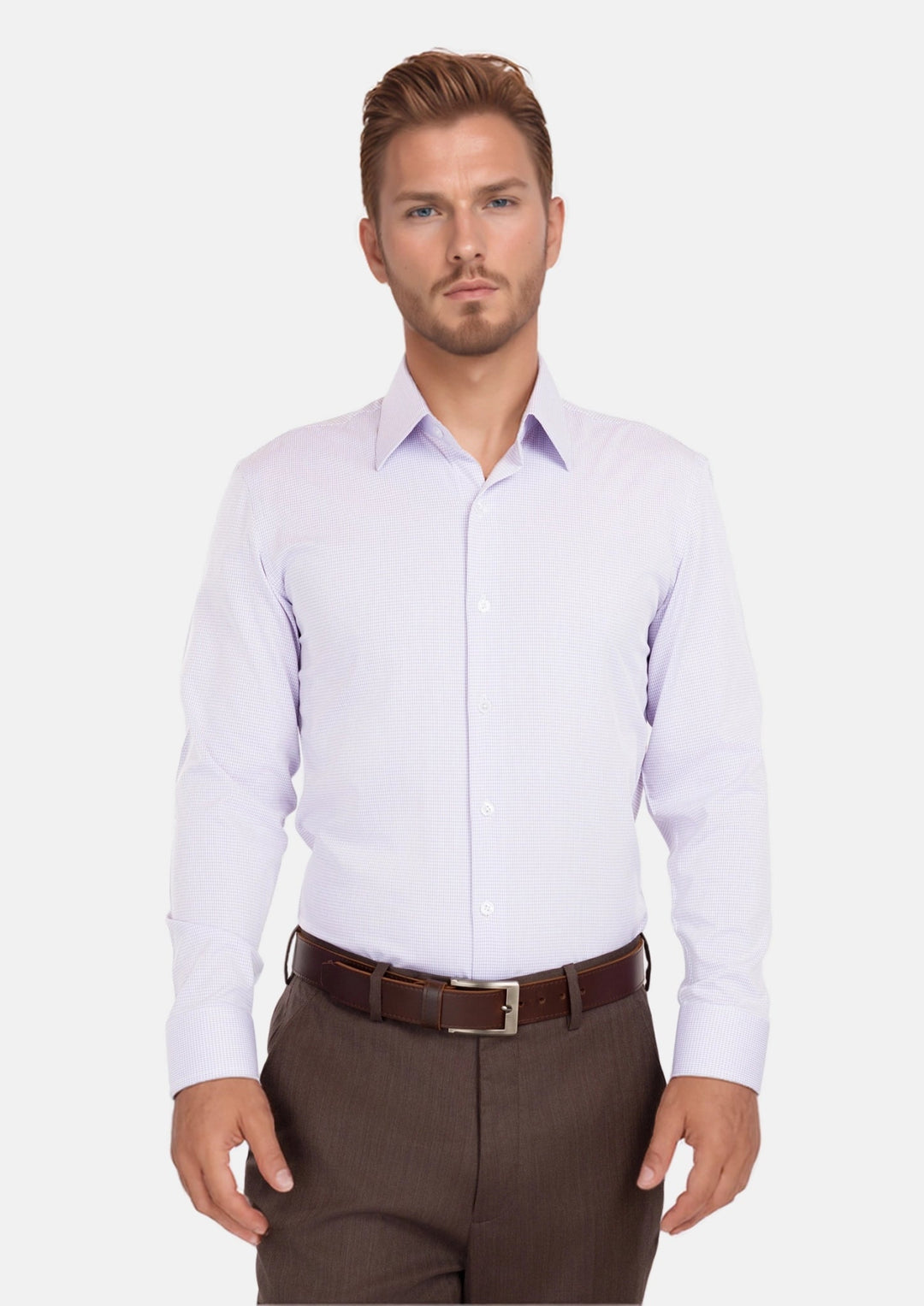 Lavender Micro Grid Shirt - SARTORO