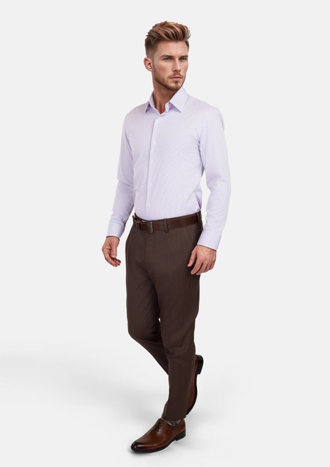 Lavender Micro Grid Shirt - SARTORO