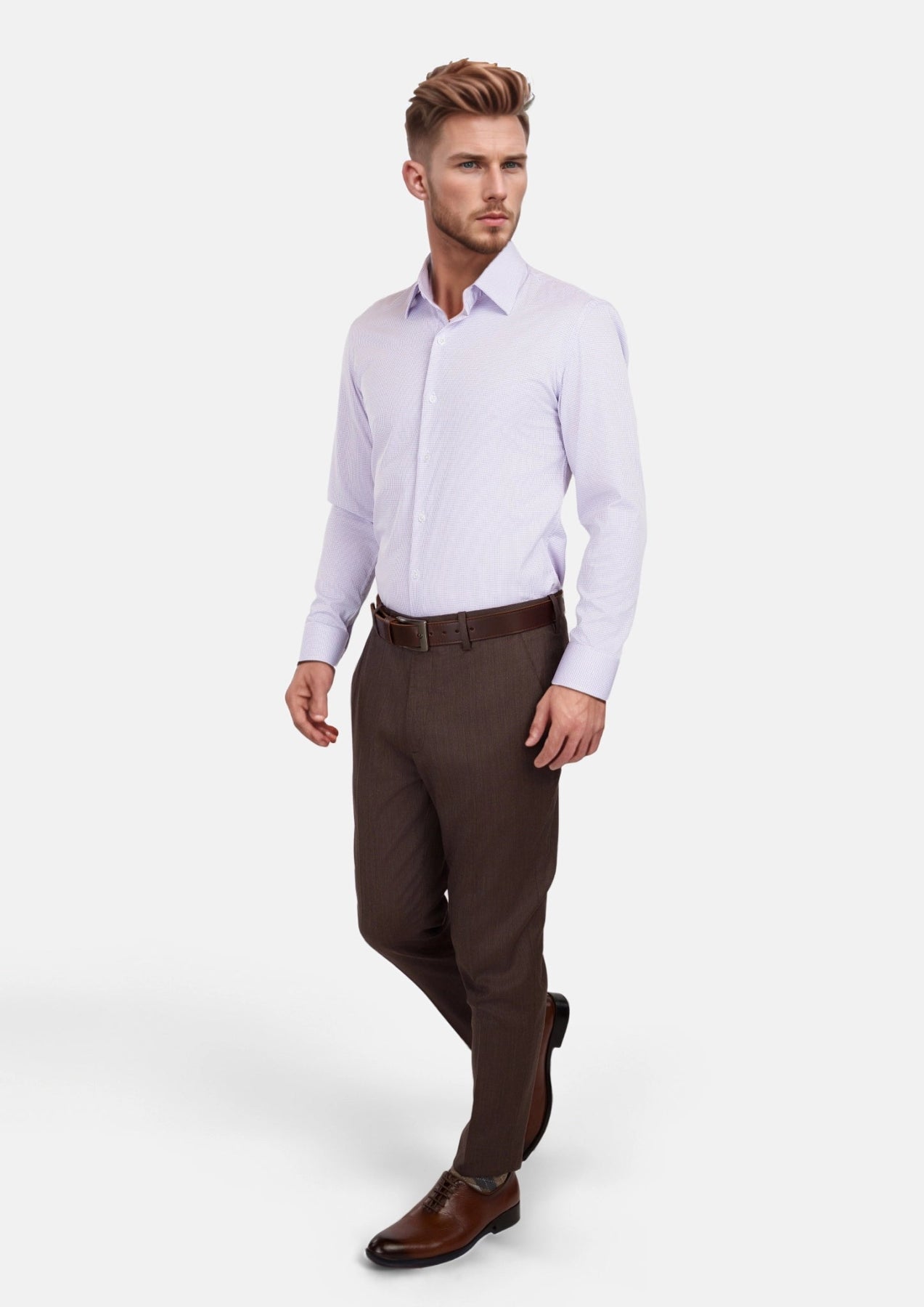 Lavender Micro Grid Shirt - SARTORO