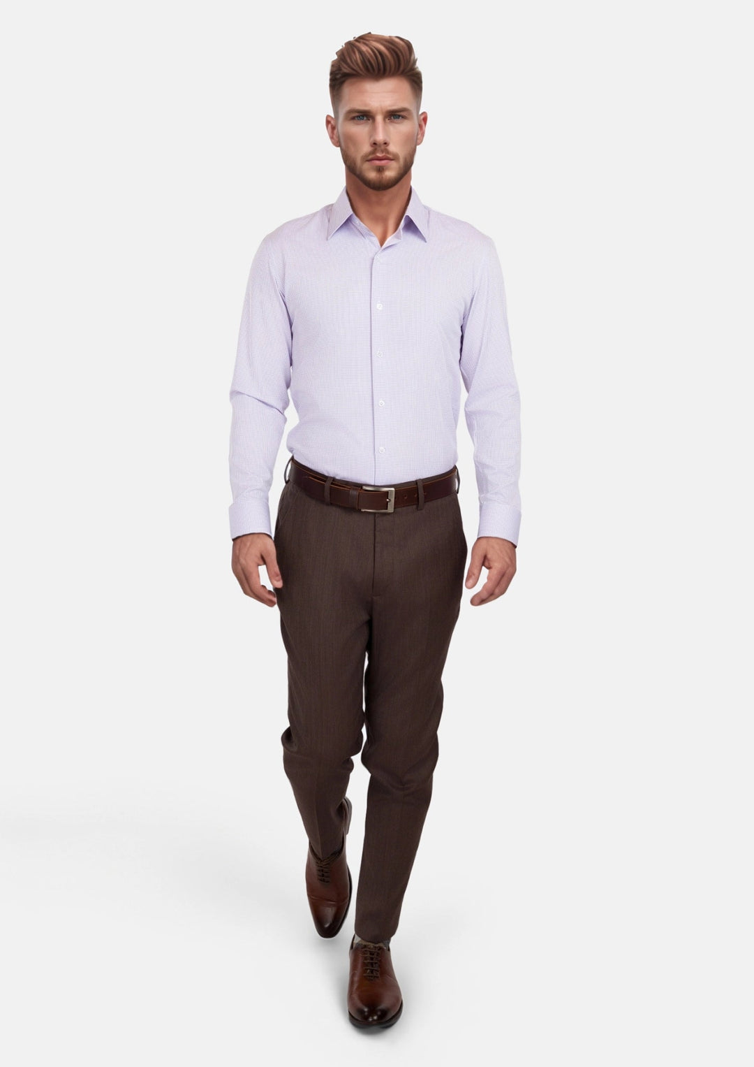 Lavender Micro Grid Shirt - SARTORO