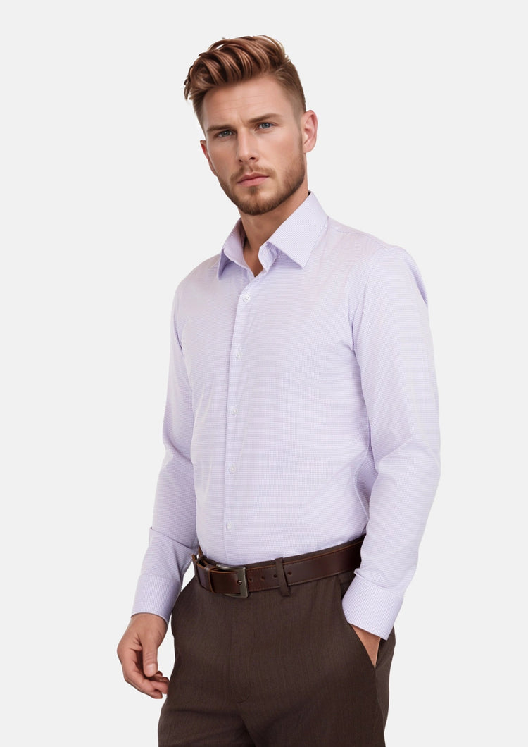 Lavender Micro Grid Shirt - SARTORO