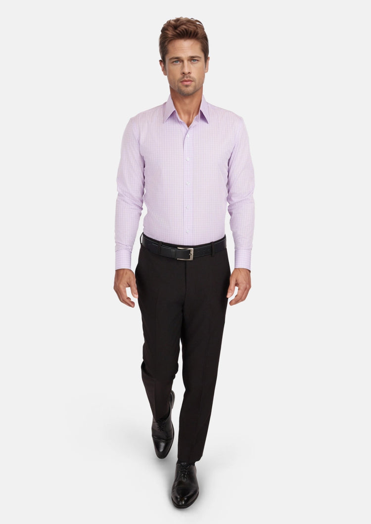 Lavender Plaid Shirt - SARTORO207