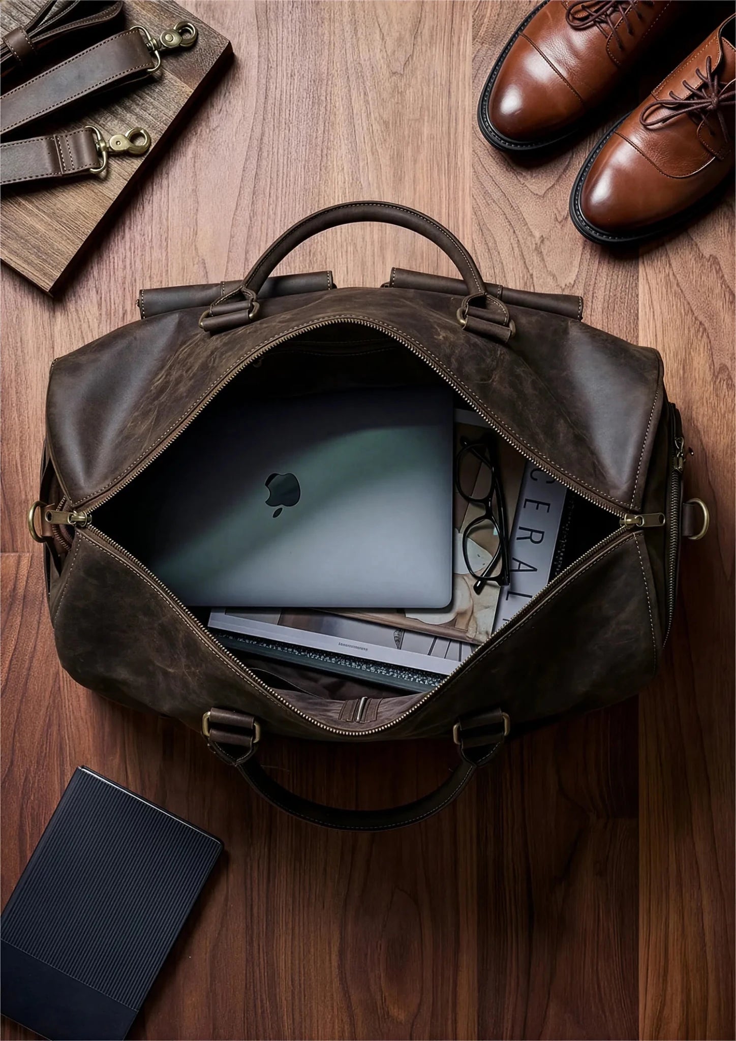 Weekender Leather Garment Duffel Bag820