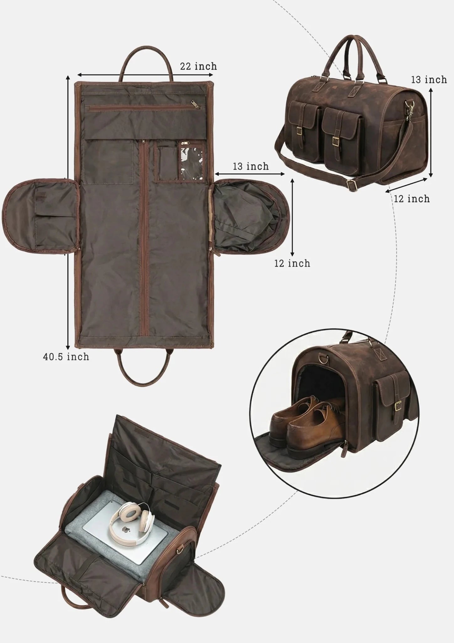 Leather Garment Duffel Bag - SARTORO834
