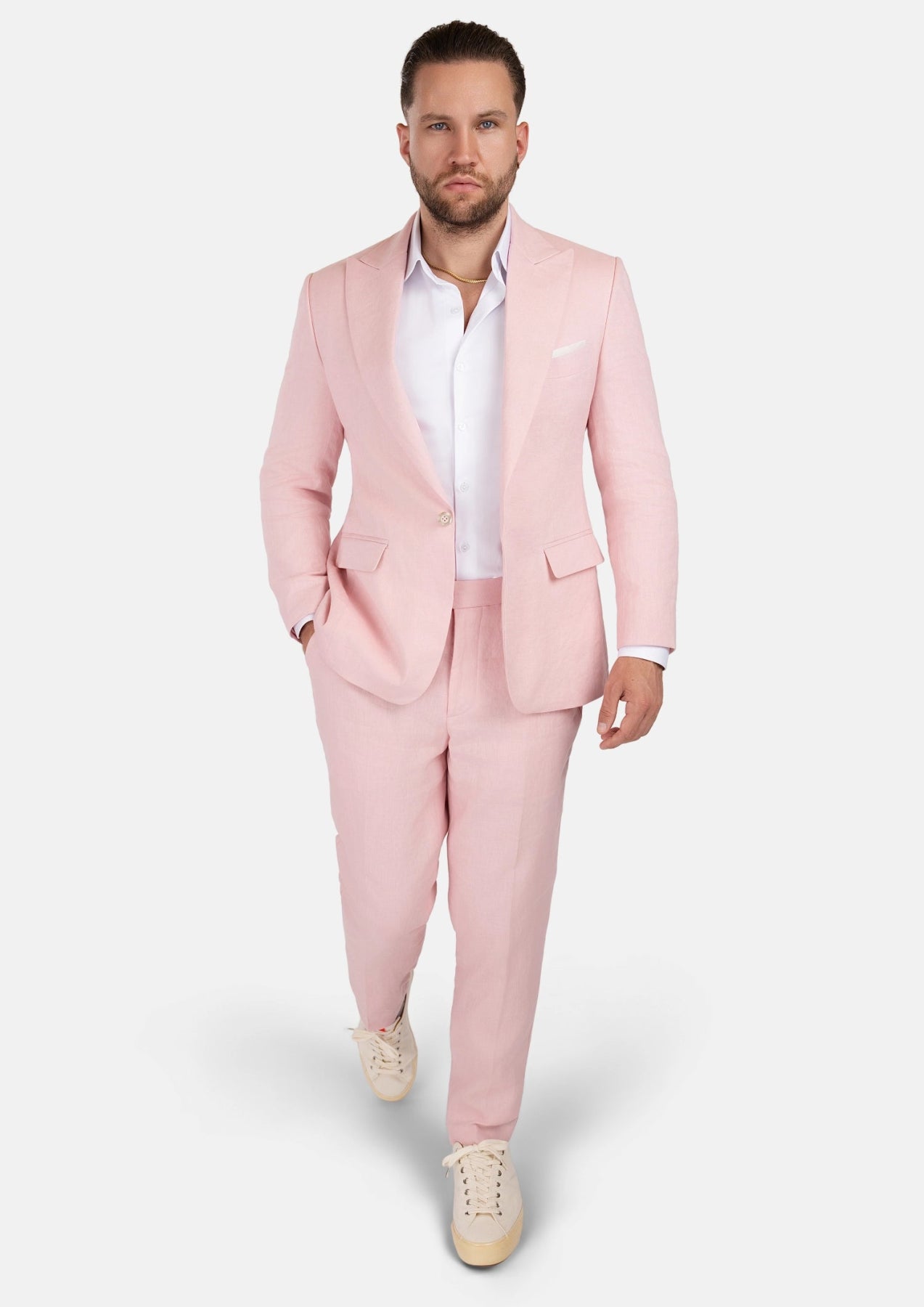 Liberty Amaranth Pink Linen Suit - SARTORO