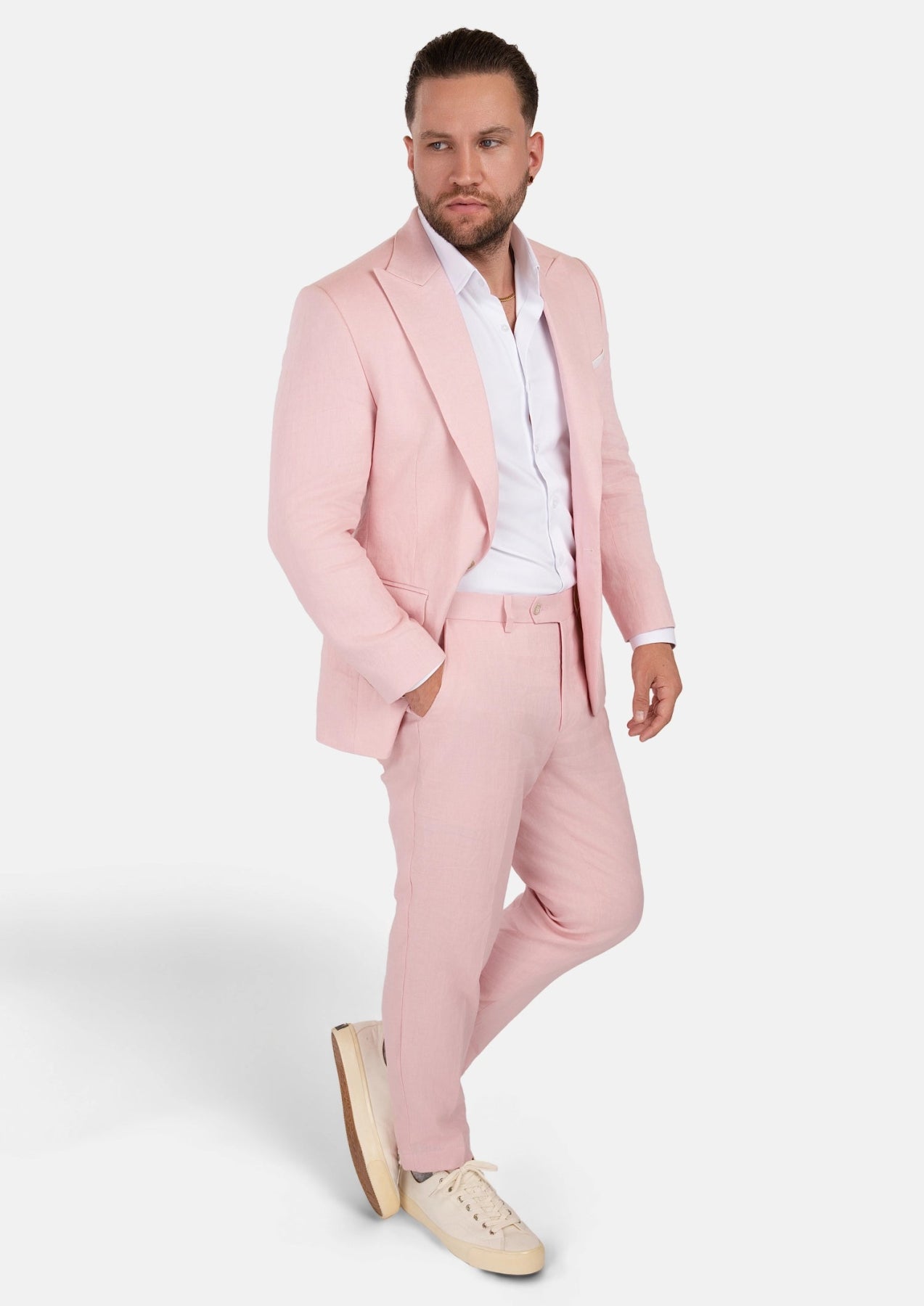 Liberty Amaranth Pink Linen Suit - SARTORO