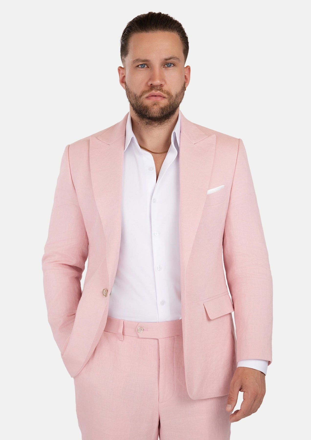 Liberty Amaranth Pink Linen Suit - SARTORO