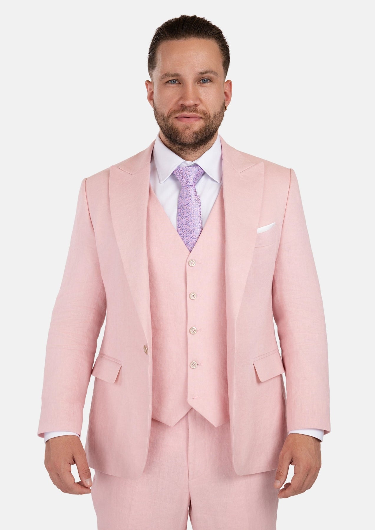 Liberty Amaranth Pink Linen Suit - SARTORO