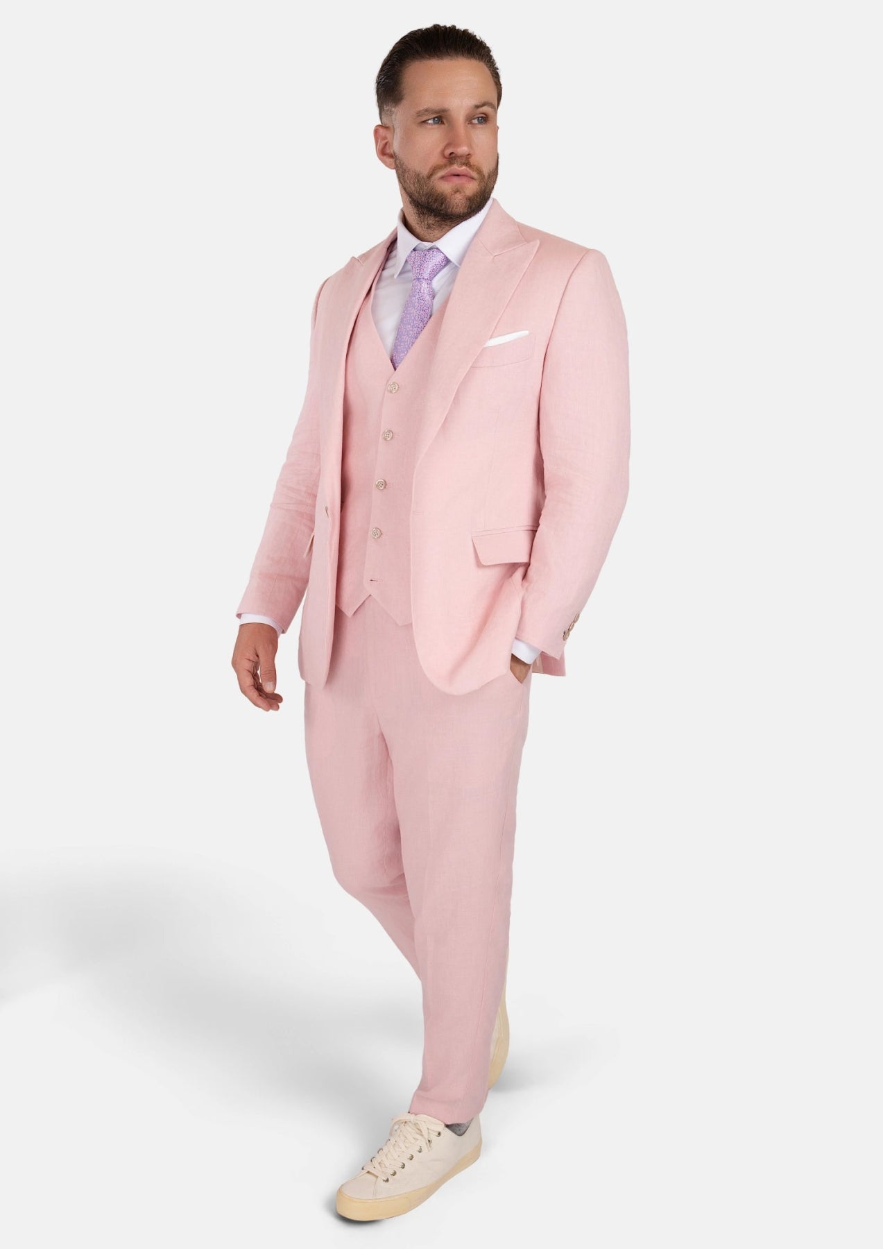 Liberty Amaranth Pink Linen Suit - SARTORO