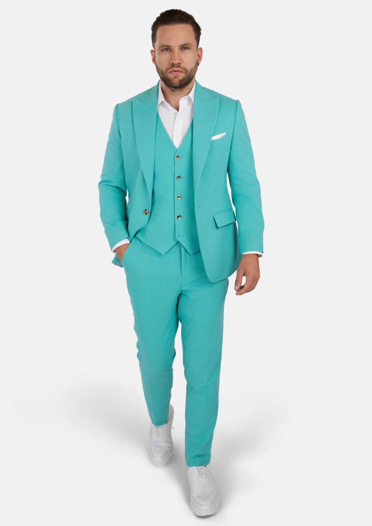 Liberty Atlantis Green Linen Blend Suit - SARTORO