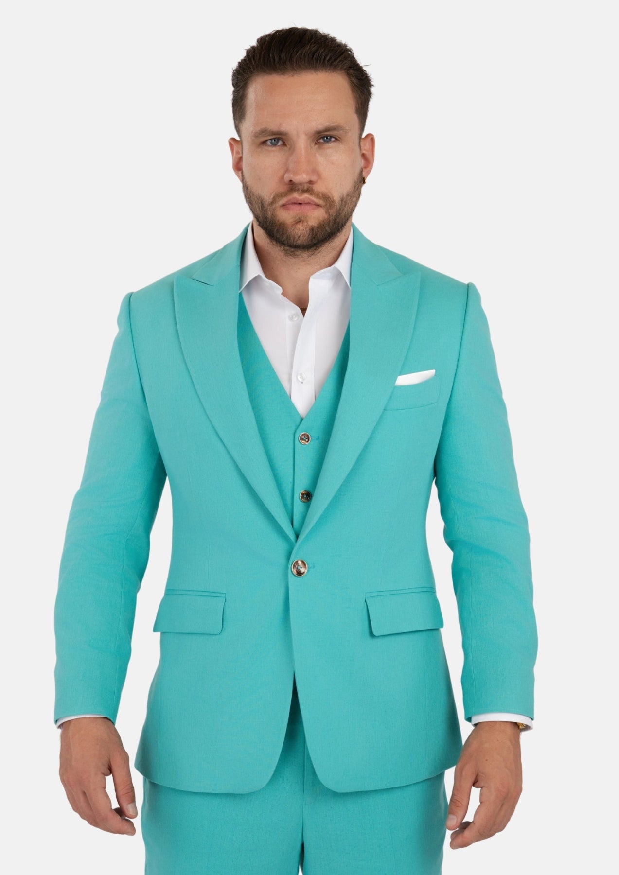 Men's Liberty Atlantis Green Linen Blend Suit | SARTORO Men's Liberty Atlantis Green Linen Blend Suit | SARTORO
