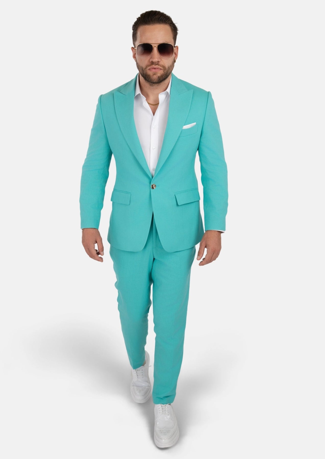 Men's Liberty Atlantis Green Linen Blend Suit | SARTORO Men's Liberty Atlantis Green Linen Blend Suit | SARTORO