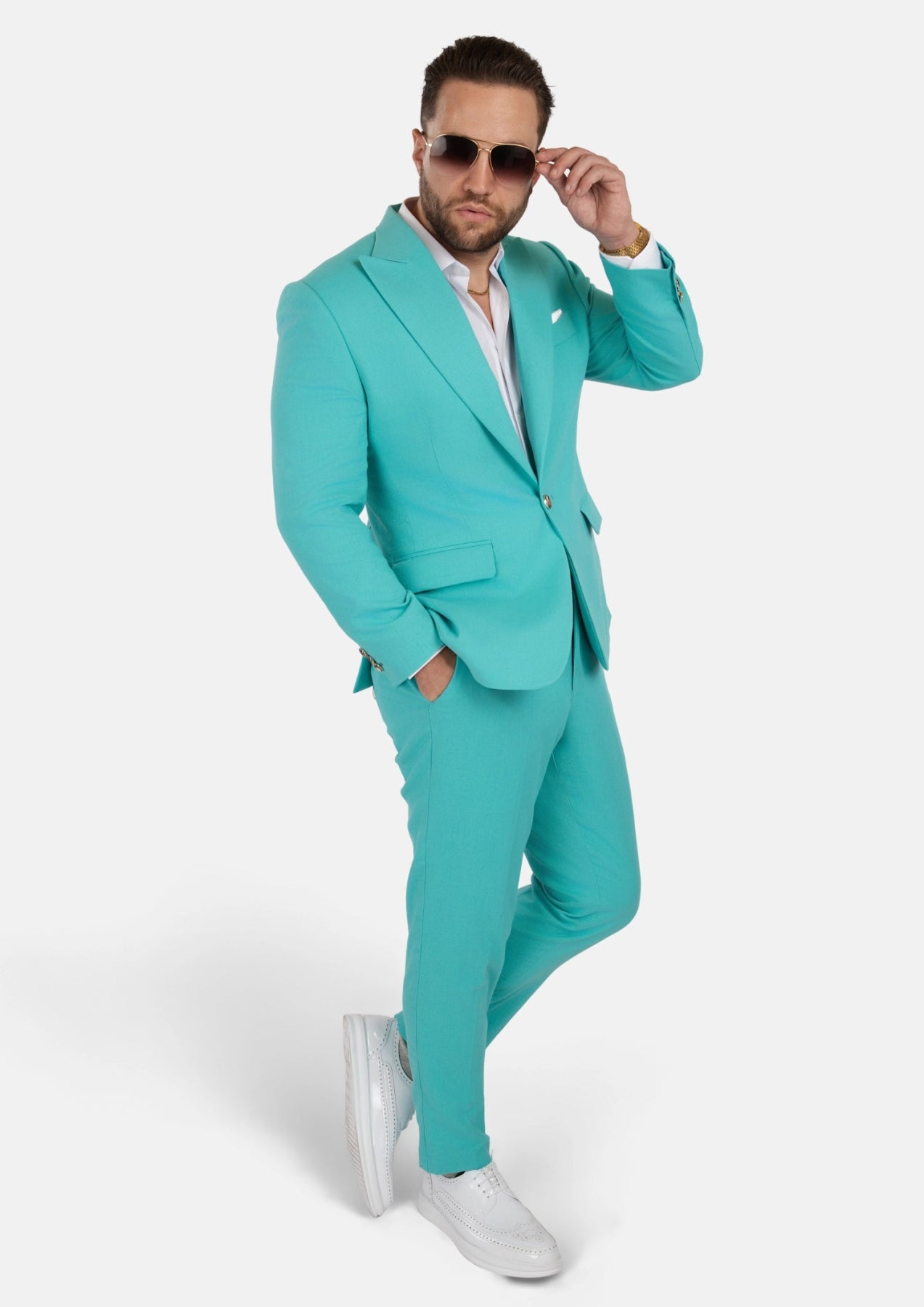 Liberty Atlantis Green Linen Blend Suit - SARTORO