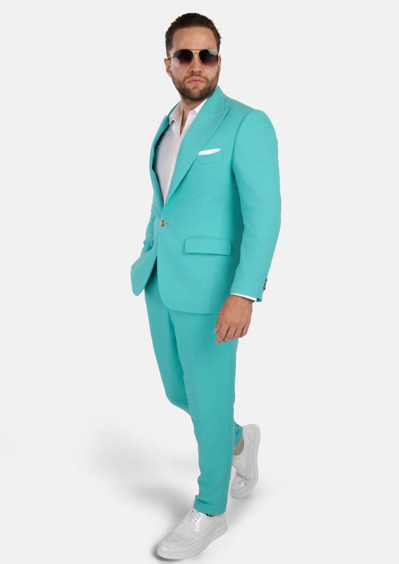 Liberty Atlantis Green Linen Blend Suit - SARTORO