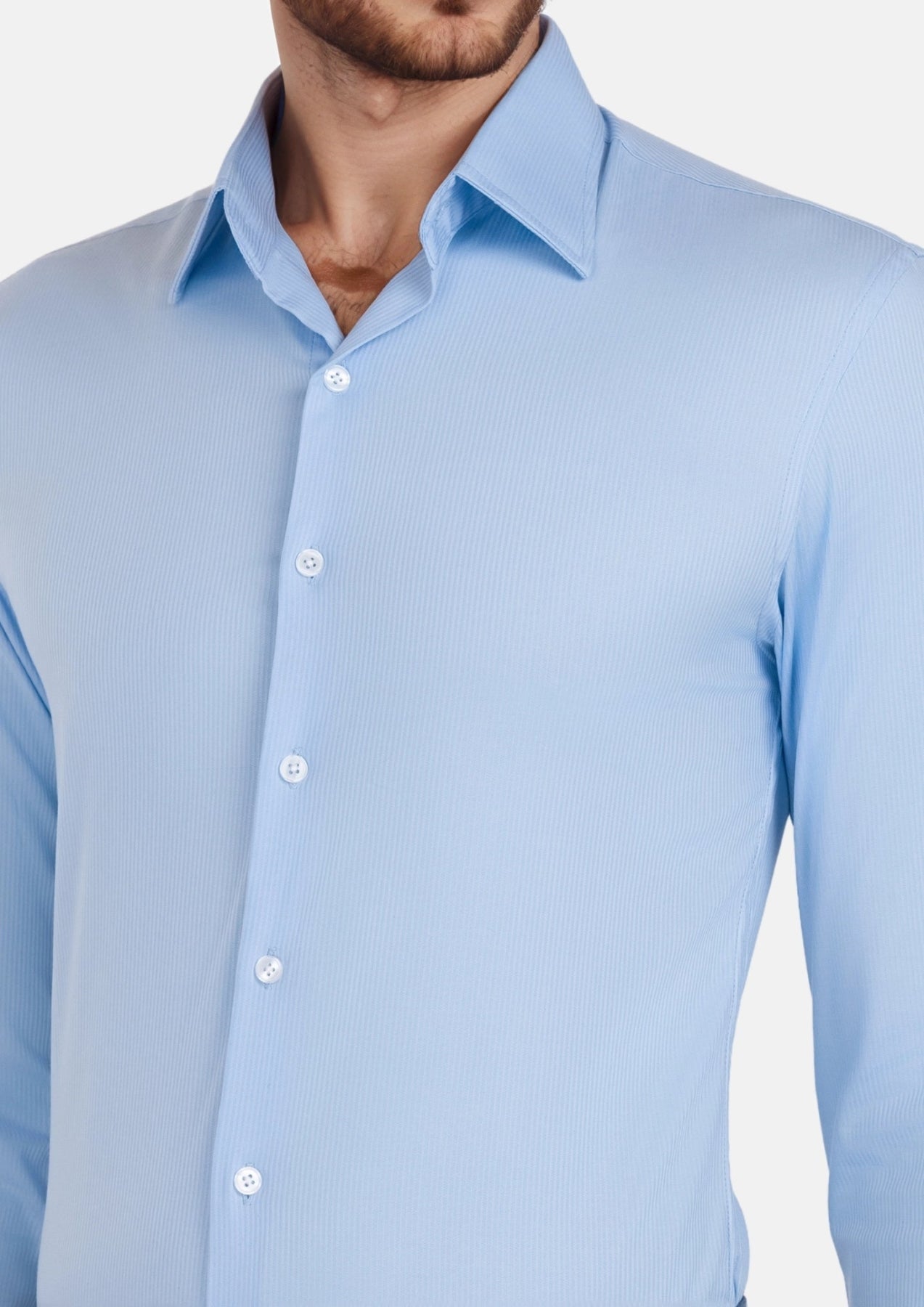 Light Blue Bamboo Striped Shirt - SARTORO