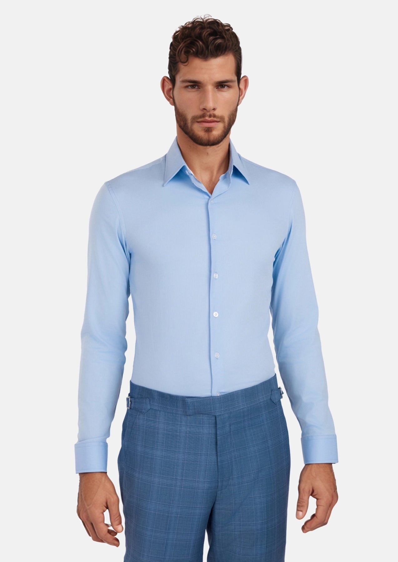 Light Blue Bamboo Striped Shirt - SARTORO