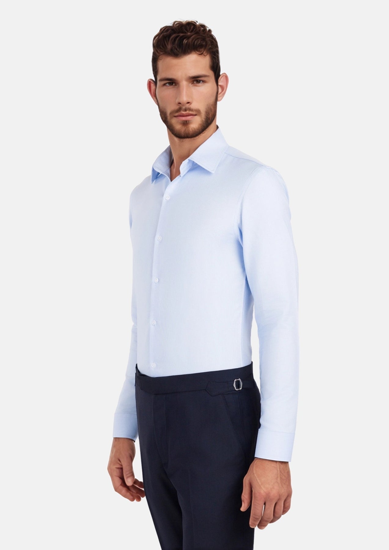 Light Blue Basket Weave Shirt - SARTORO