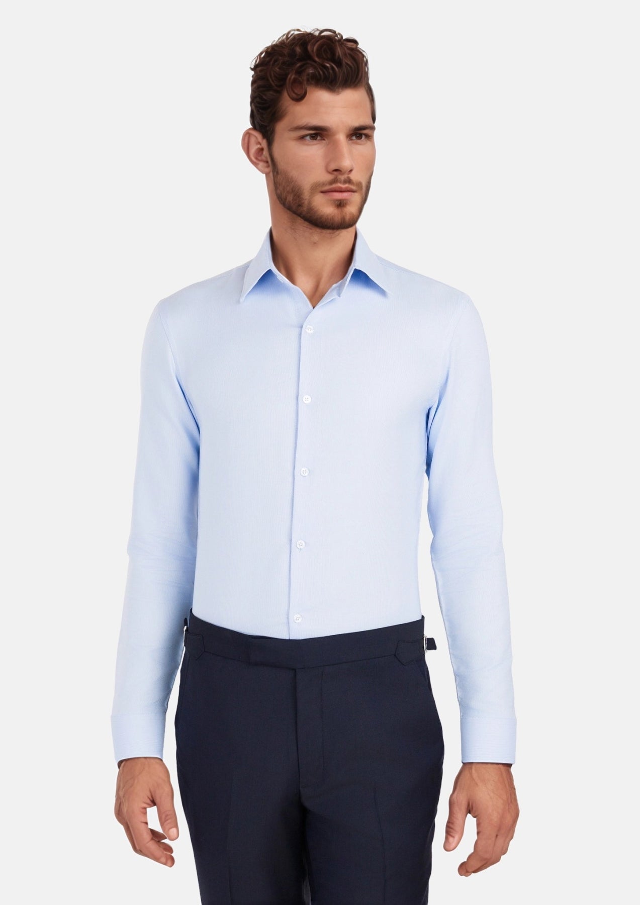 Light Blue Basket Weave Shirt - SARTORO