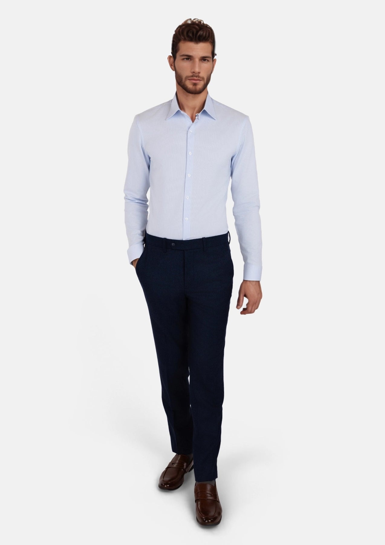 Light Blue Diamond Weave Shirt - SARTORO