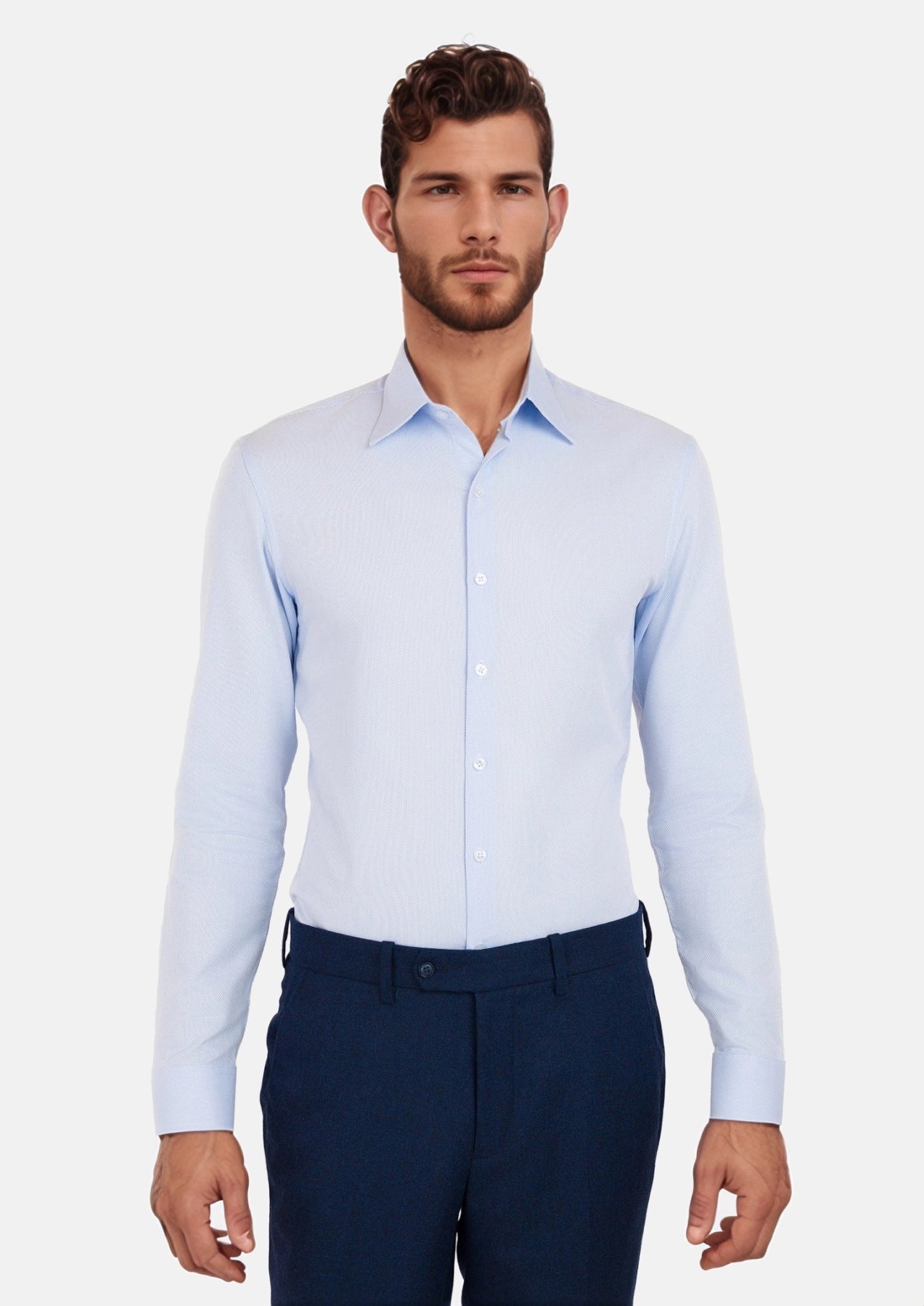 Light Blue Diamond Weave Shirt - SARTORO