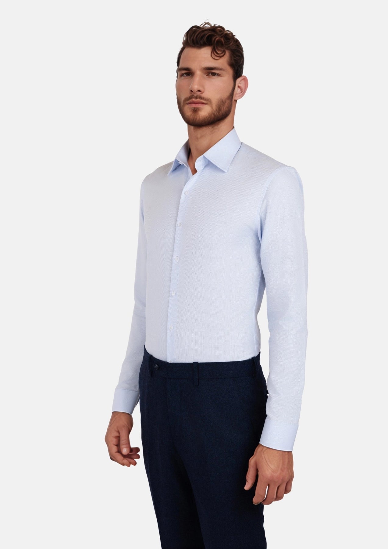Light Blue Diamond Weave Shirt - SARTORO