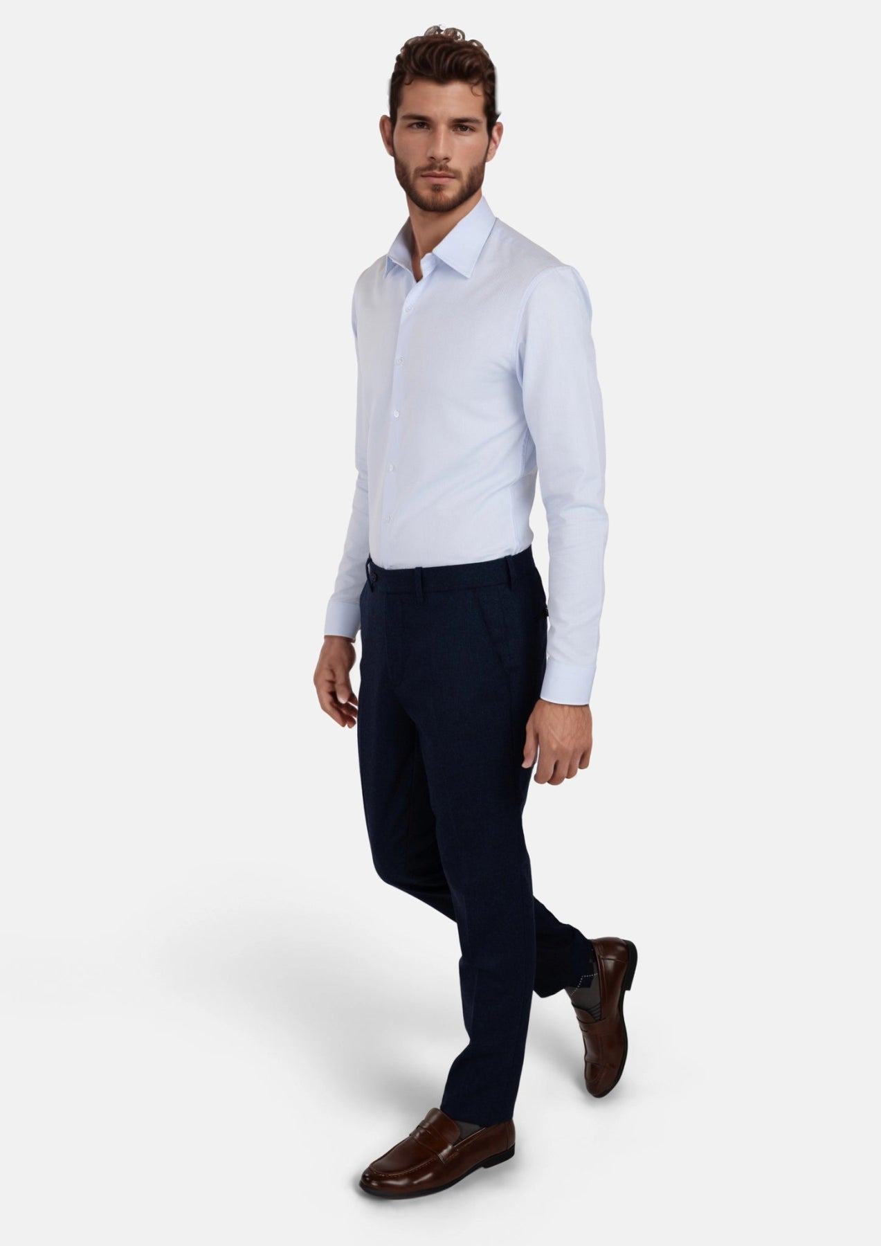 Light Blue Diamond Weave Shirt - SARTORO