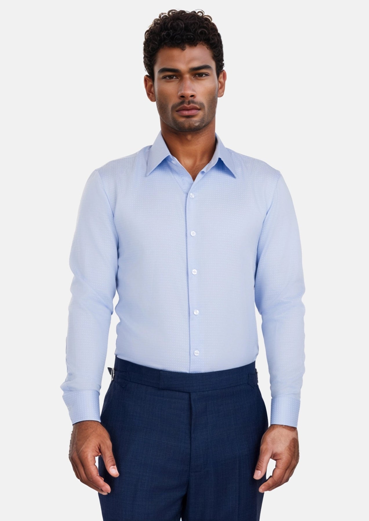 Light Blue Dotted Shirt - SARTORO