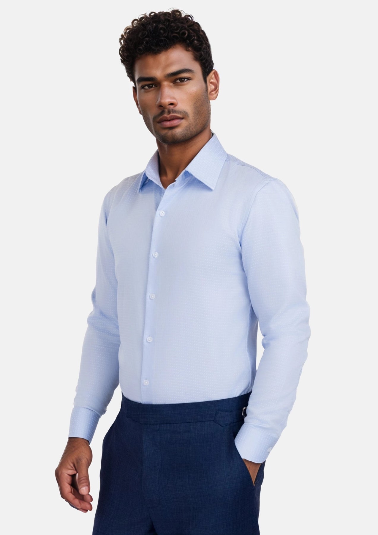 Light Blue Dotted Shirt - SARTORO