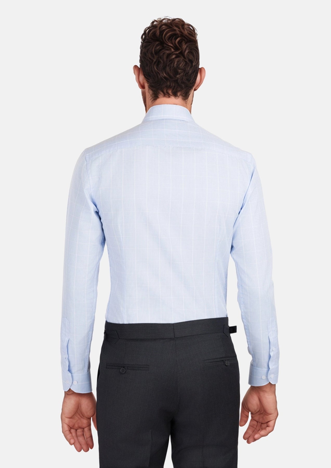 Light Blue Glen Plaid Shirt - SARTORO