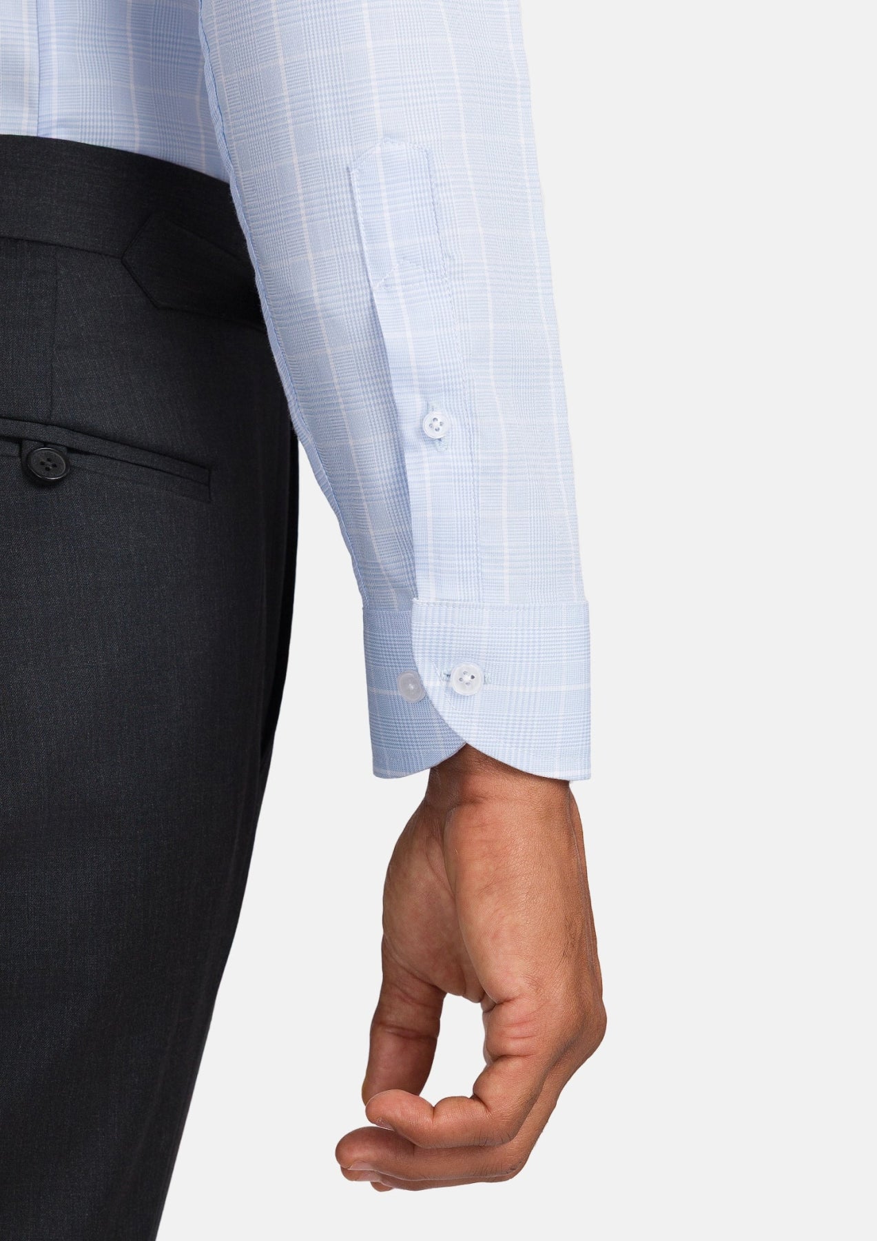 Light Blue Glen Plaid Shirt - SARTORO