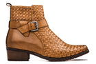 Light Brown Woven Buckle High-Top Ankle Zip-Up Boots - 3744