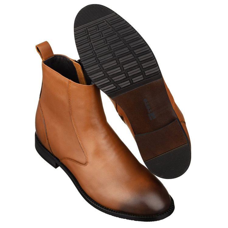 Light Brown Zipper Boot - 2990