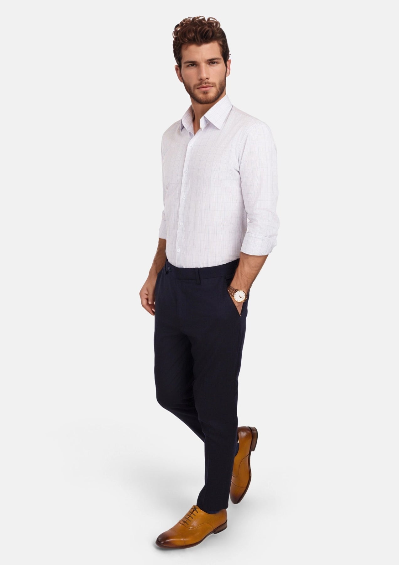 Light Grey Blue Check Line Shirt - SARTORO