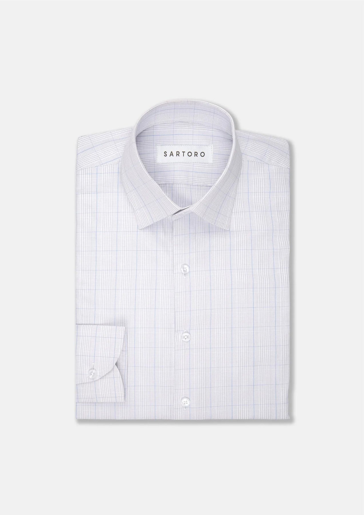 Light Grey Blue Check Line Shirt - SARTORO