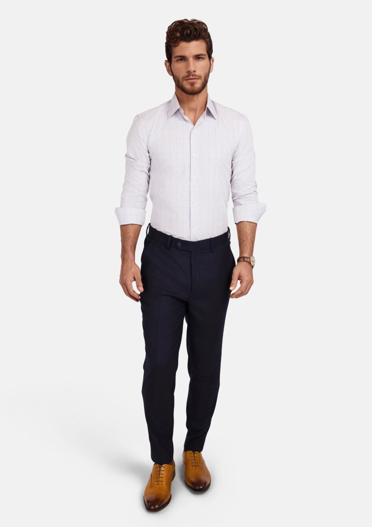 Light Grey Blue Check Line Shirt - SARTORO