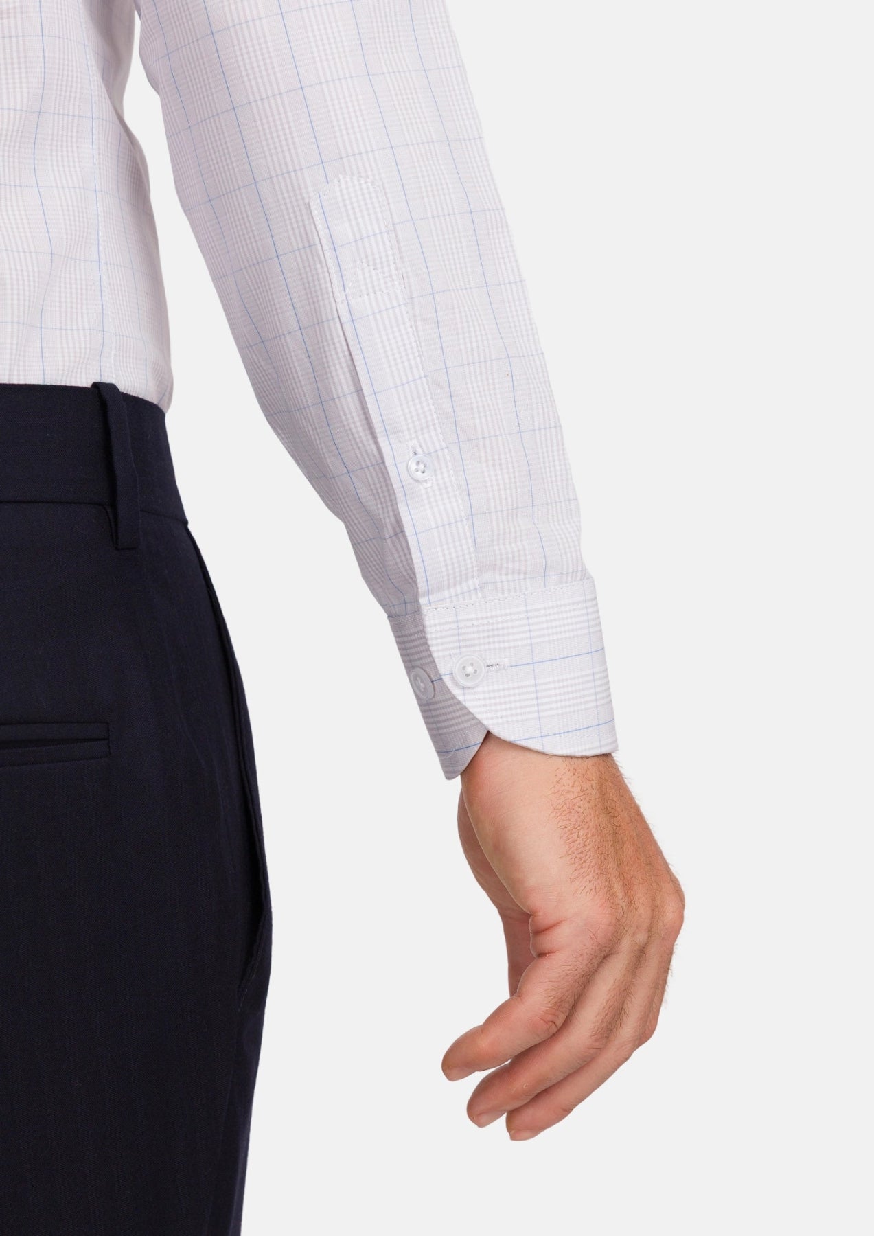 Light Grey Blue Check Line Shirt - SARTORO