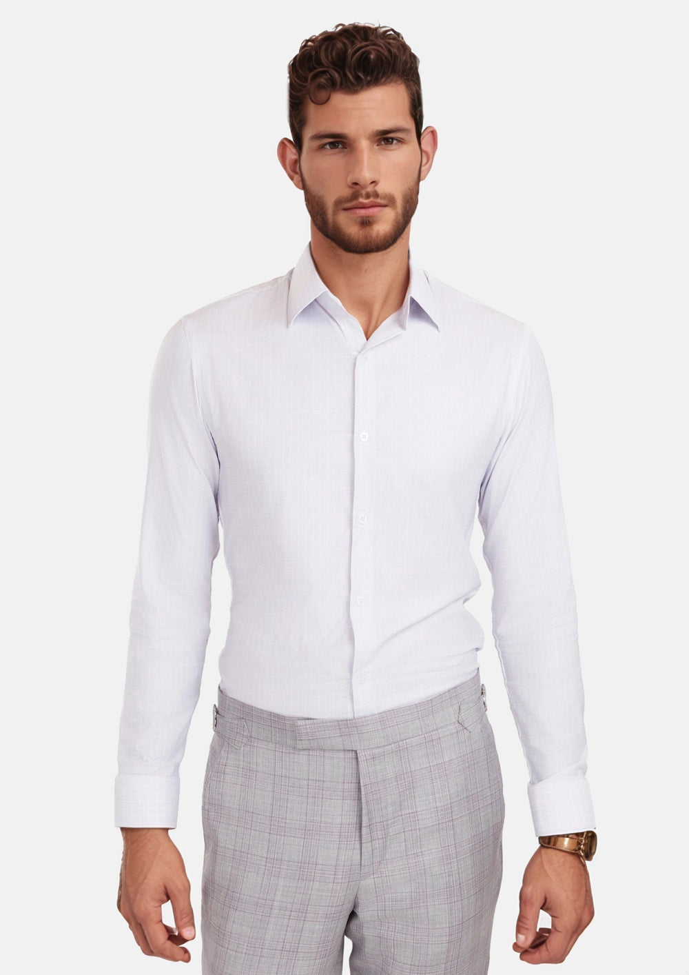 Pale Grey Grid Shirt857