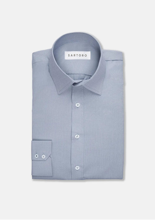 Light Grey Egyptian Cotton Broadcloth Shirt - SARTORO